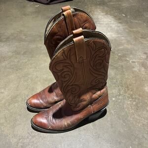 Vintage 80s Dingo Brown Leather Western Cowboy Boots 9.5